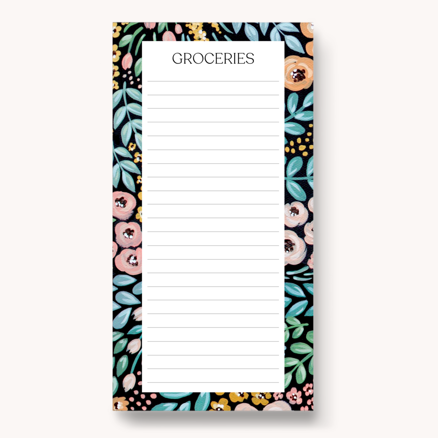Floral Magnetic Grocery Notepad