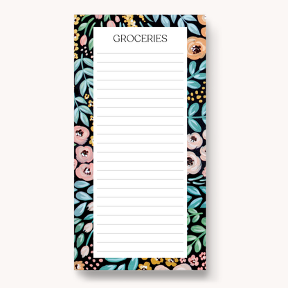 Floral Magnetic Grocery Notepad