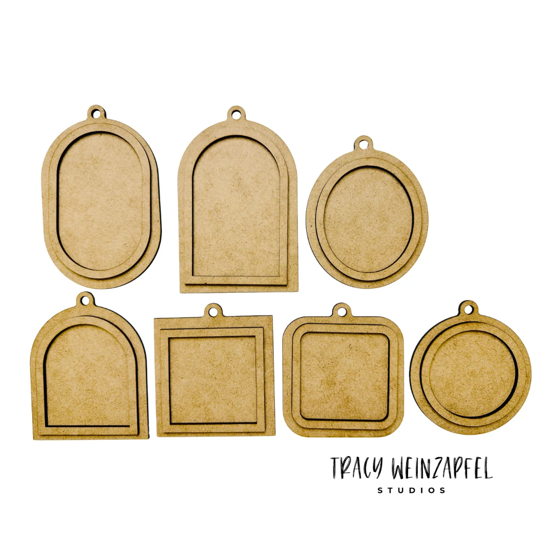 Framed Ornament Shapes – Mixed Media Craft Set of 7
