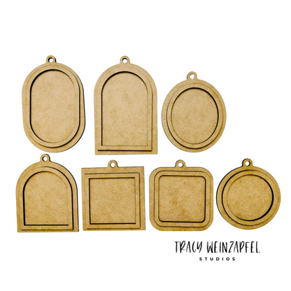 Framed Ornament Shapes – Mixed Media Craft Set of 7