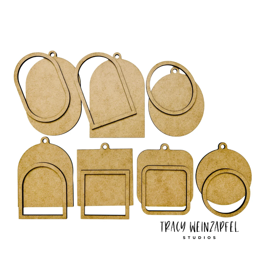 Framed Ornament Shapes – Mixed Media Craft Set of 7
