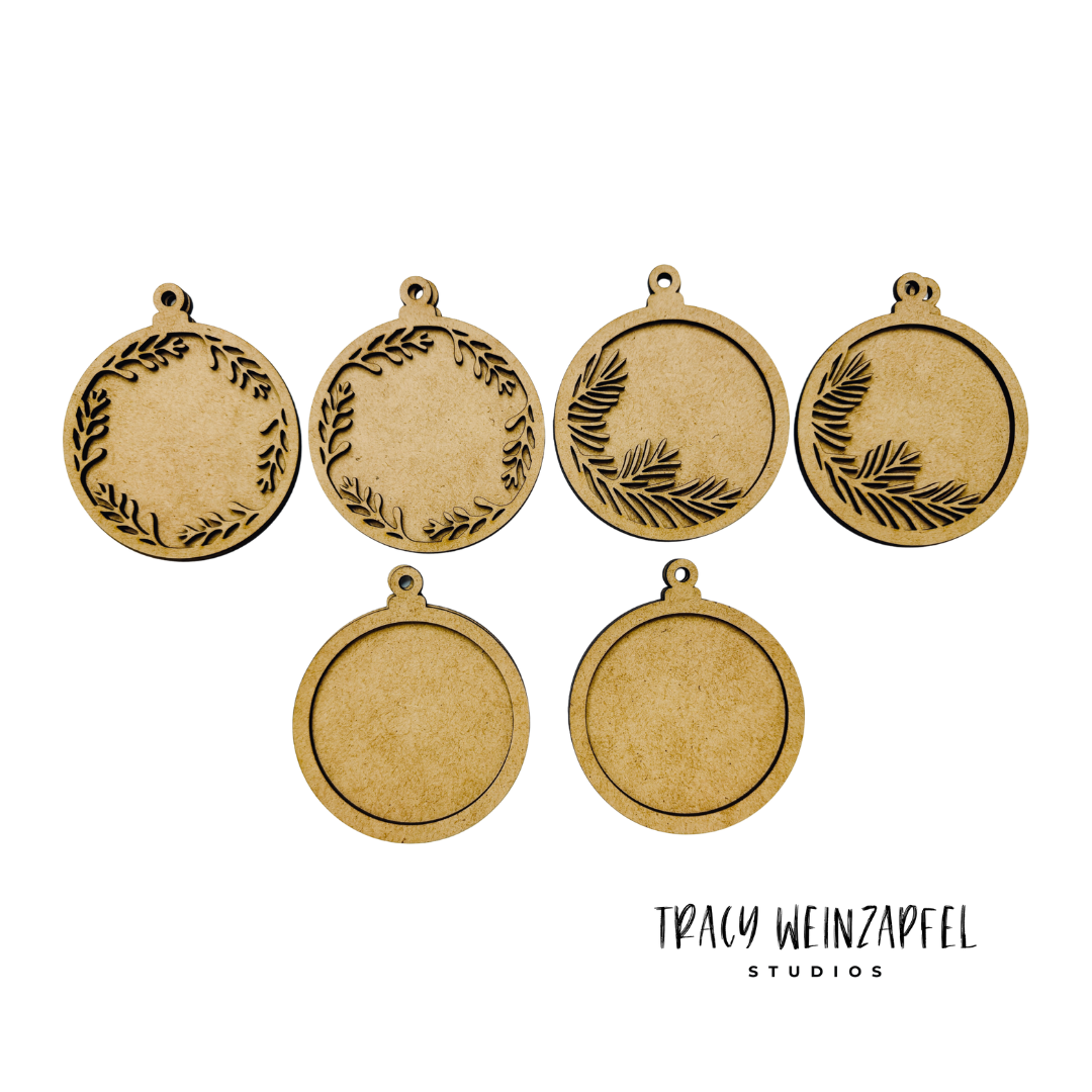Botanical Framed Ornament Shapes – Mixed Media Craft Set of 6