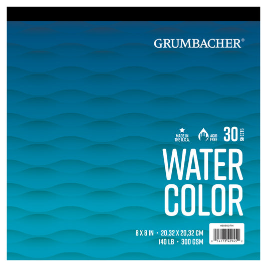 Grumbacher Watercolor Fold Over Pad - 8" x 8", 30 Sheets