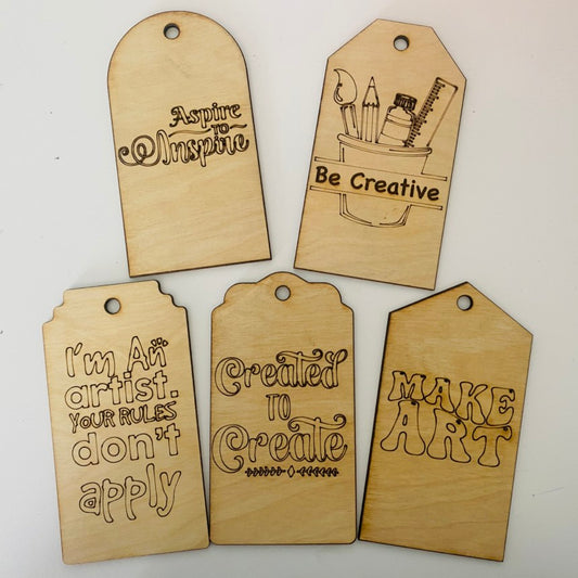 Artist Birch Wood Tags - Set of 5