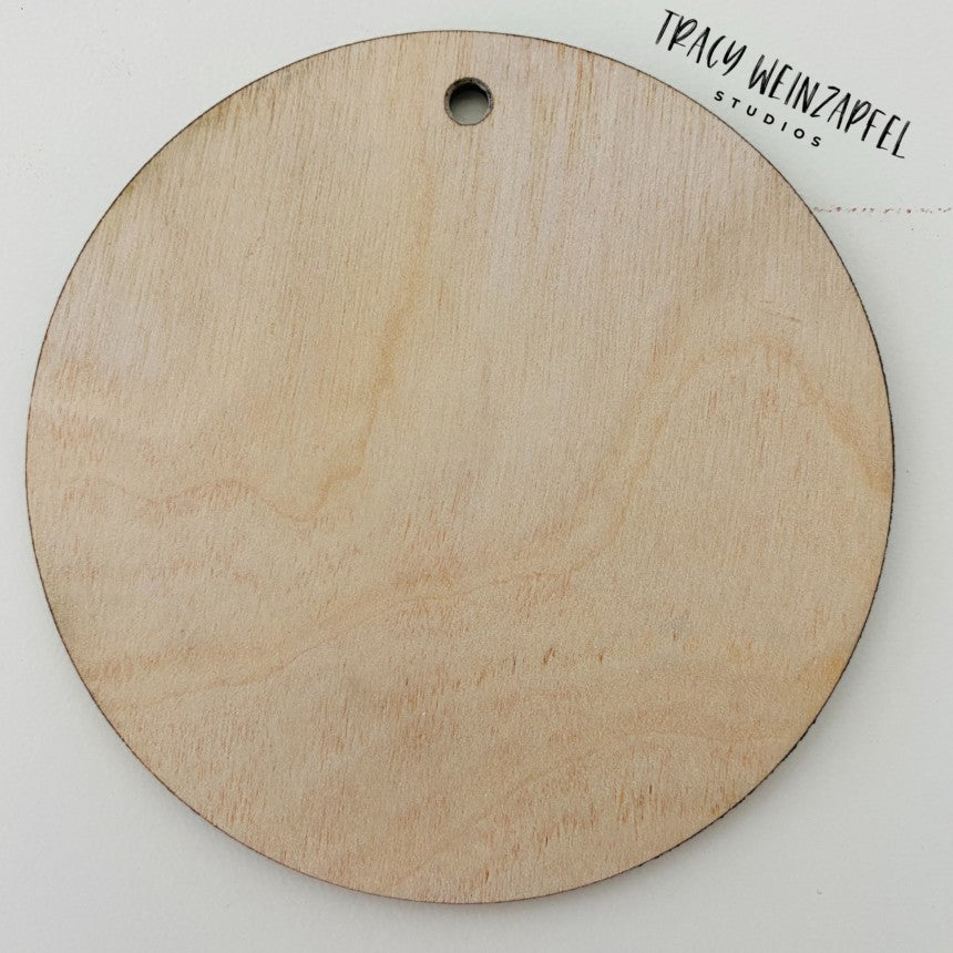 3.5" Wide 1/8" Birch Wood Ornaments - Circle