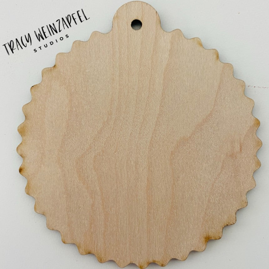 3.5" Wide 1/8" Birch Wood Ornaments - Scallop Round