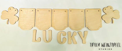 4" X 6" - 1/8" Wood Birch LUCKY Banner Set